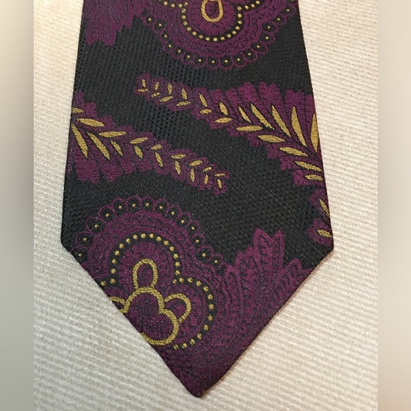 Fantastic Vintage FERRELL REED Plum & Ochre Stylish Design Silk Neck Tie
